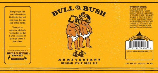 image of bottle label for 44th Anniversary Belgian Style Dark Ale - Bull & Bush Brewery