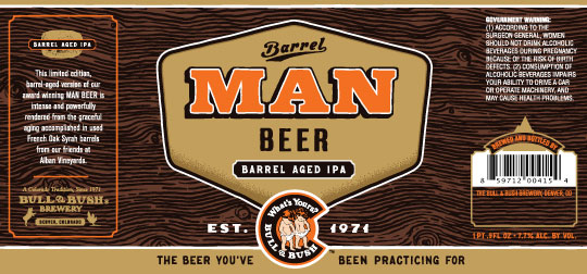 image of bottle label for MAN BEER Barrel Aged IPA - Bull & Bush Brewery