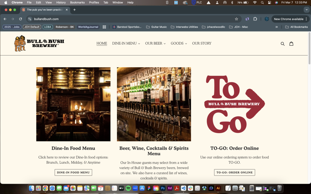 screenshot of bullandbush.com homepage