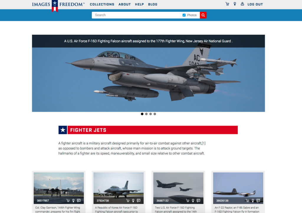 Images of Freedom screenshot of custom category-triggered marketing page