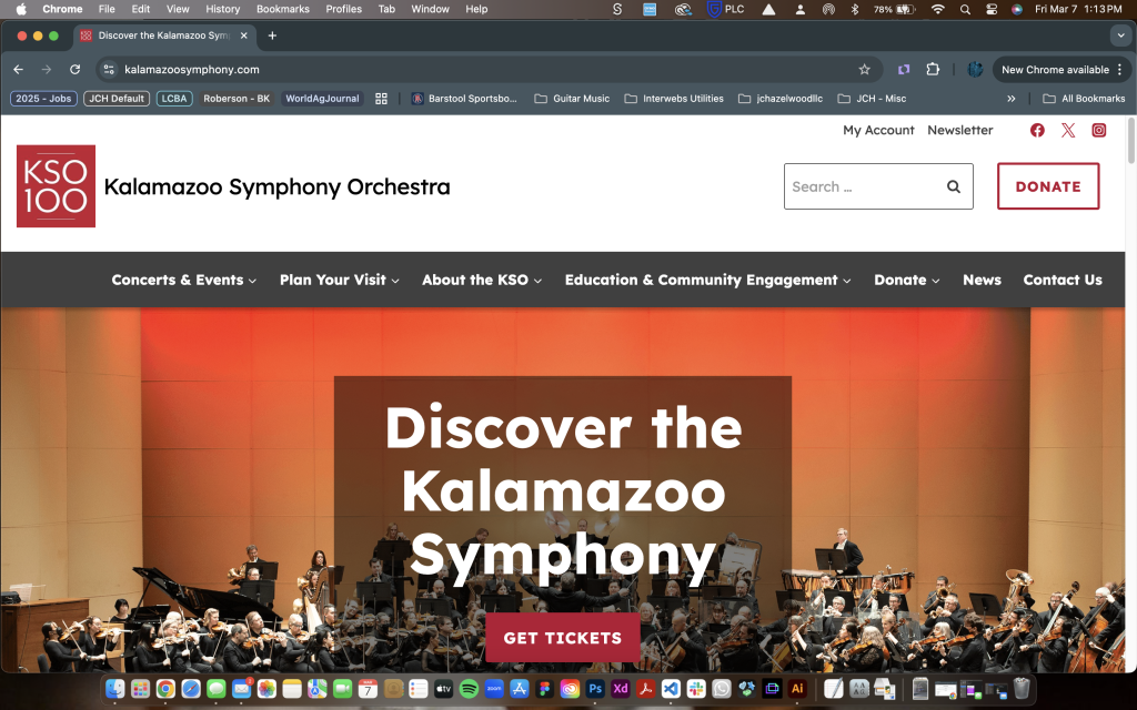 screenshot of kalamazoosymphony.com homepage
