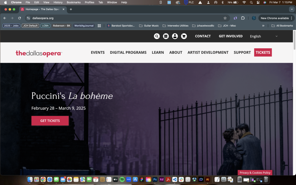 screenshot of dallasopera.org homepage